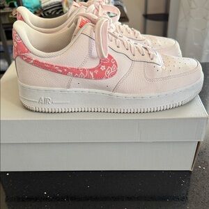 Nike Air Force 1 in Light Pink with Red Accents